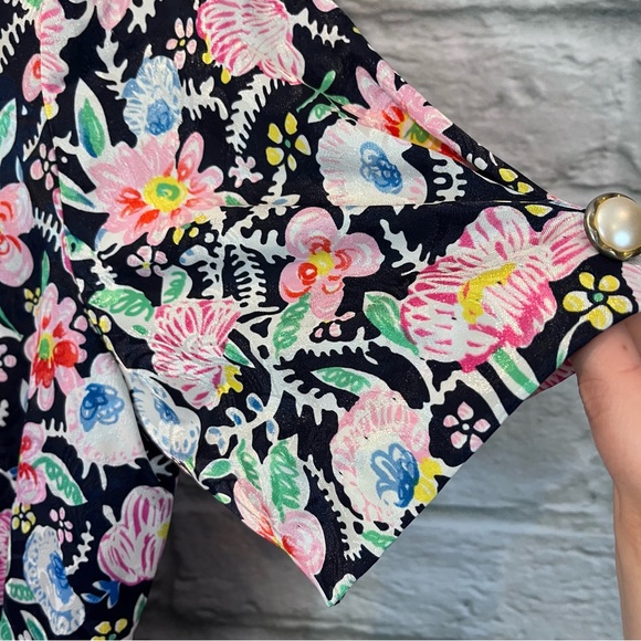 Vintage Talbots Size 10 Floral Print Button Up Belted Short Sleeve Maxi Dress - Picture 9 of 12